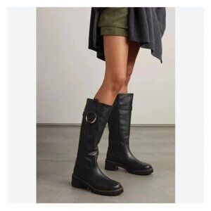 New! SEE BY CHLOÉ 45mm Hana Leather Tall Boots Black 10 Leather DD530